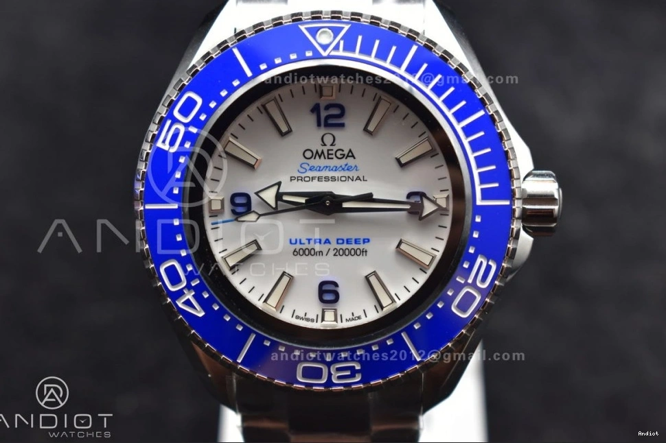 Ultra Ceramic Seamaster A2824 Dial 1:1 Edition TF White Best 6000M on SS Bracelet Bezel Deep SS Blue 1218